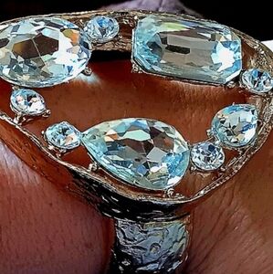 Large Crystal Statement Goldtone Crystal Gemstone Clip Bracelet